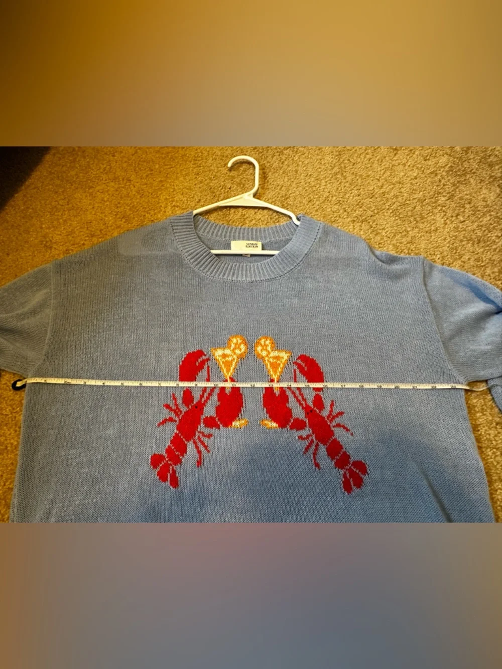 Sunday Edition Lobsters & Cocktails Sweater Blue Size L - Picture 10 of 14